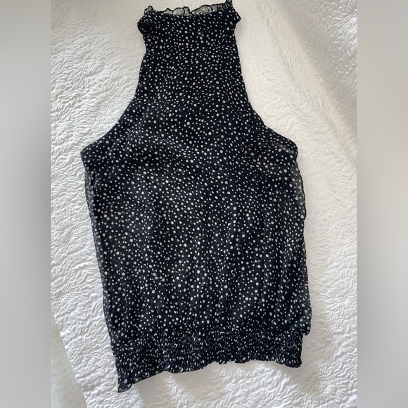 PASSPORT Polka Dot Ruffle Button Up Sleeveless Blouse - Picture 2 of 10